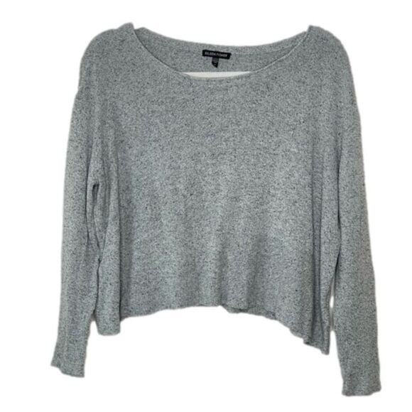Eileen Fisher Gray Speckled Silk Blend Cropped Sweater M - Picture 1 of 7